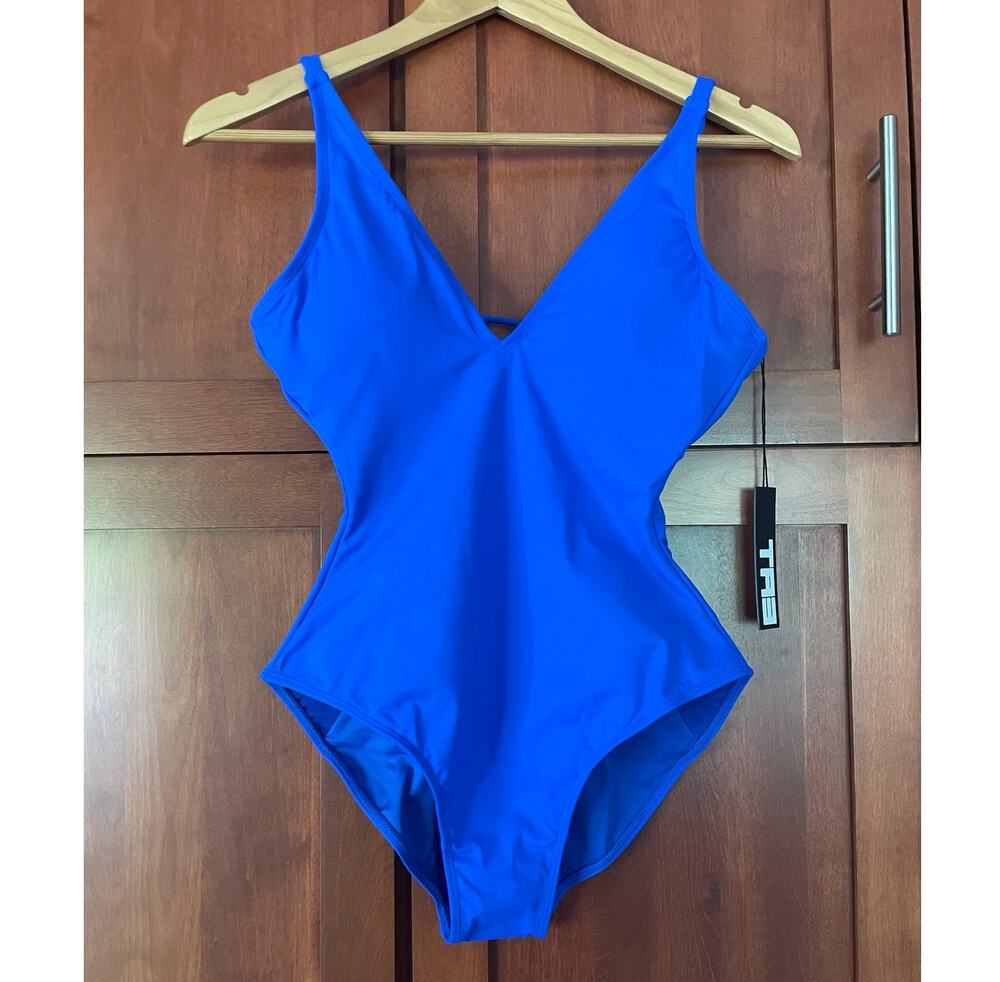 TA3 Plungey One Piece Swimsuit Corset Sculpting Sapphire Size Small Short